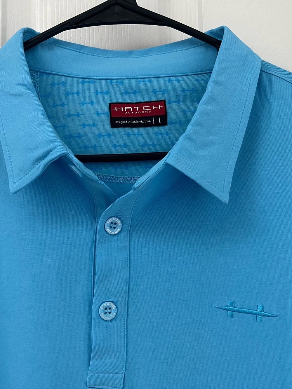 Hatch Outdoors Men's Long-Sleeve Blue Polo Shirt